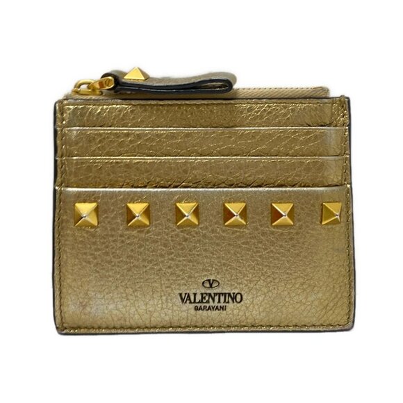 VALENTINOGARAVANI - Gold Leather Coin Case 115-081425 - Picture 1 of 8